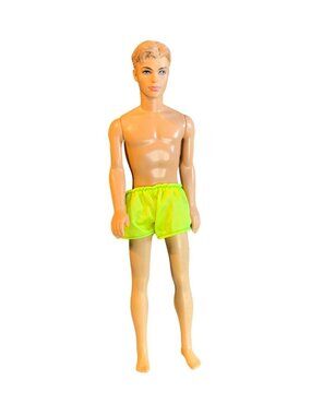 1968 Ken Doll Mattel 12" Blonde Hair Blue Eyes Neon Green Shorts Indonesia